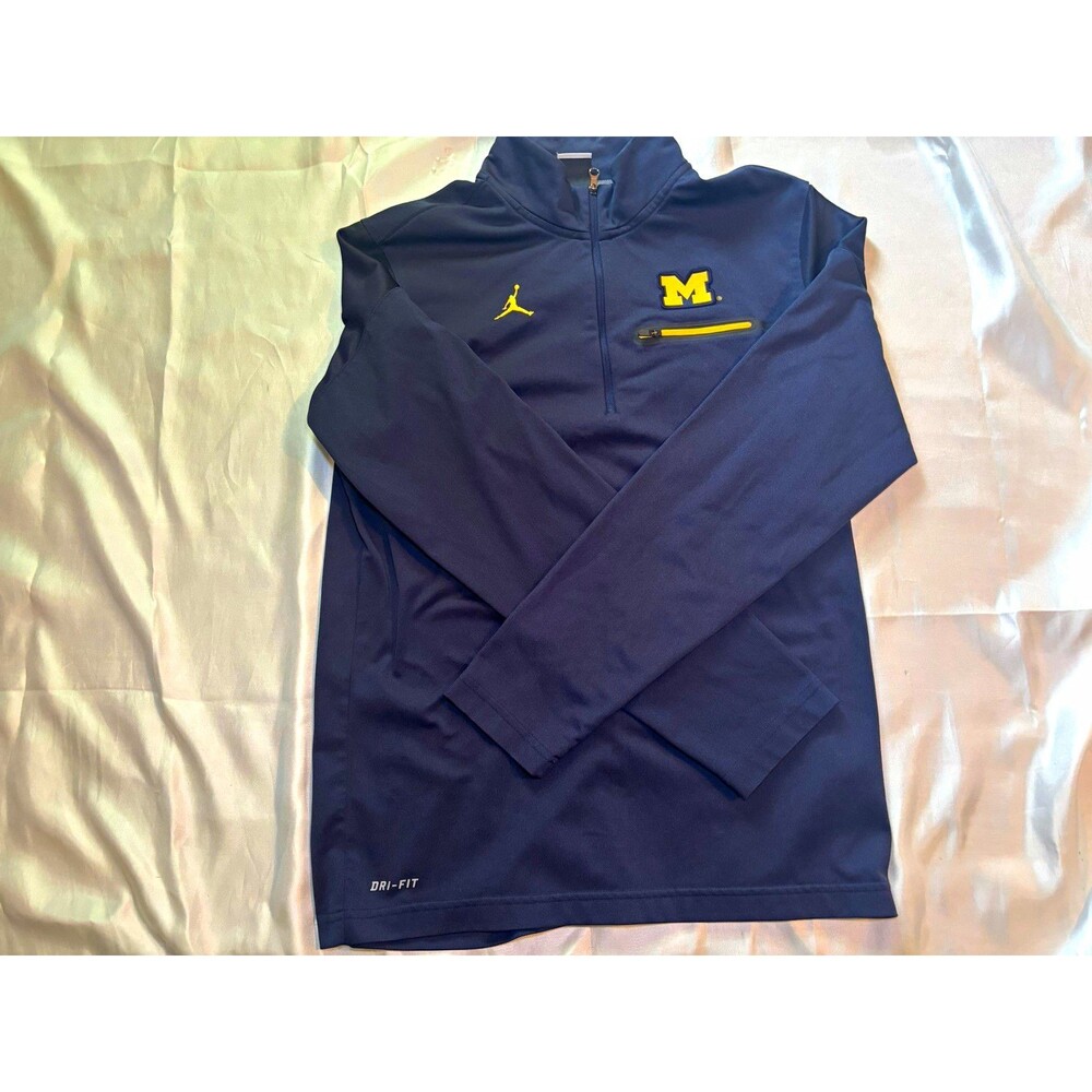 Jordan Nike Dri-FIT Michigan Wolverines 1/4 Zip Pullover Jacket Blue S